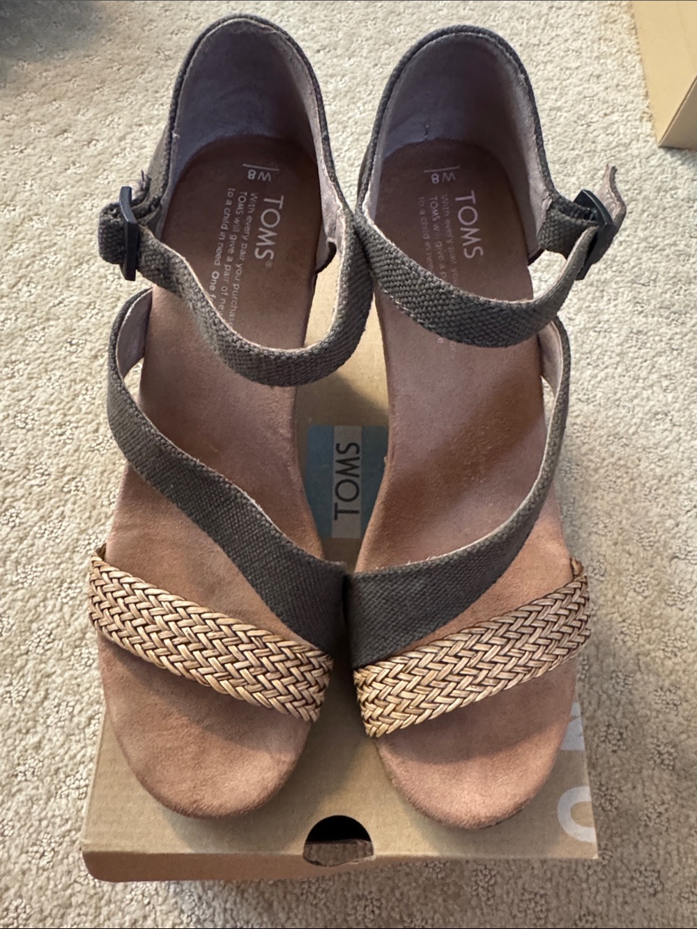 TOMS Women’s Tan and Olive Woven Strap Sandals